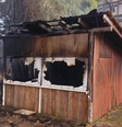 Casa de Francisco Wanderley Luiz, responsável pelo ataque a bombas na Praça dos Três Poderes, foi incendiada neste domingo  Foto: CBMSC/Divulgação