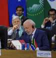Primeiro-ministro da Índia, Narendra Modi, e o presidente do Brasil, Luiz Inácio Lula da Silva, no G20  Foto:  REUTERS/Ricardo Moraes