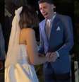 Jackson dos Santos ficou impactado ao ver que a noiva, Kaylanee, havia cortado boa parte do comprimento do cabelo na festa do casamento  Foto: Reprodução/TikTok
