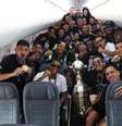  Foto: Vítor Silva/Botafogo - Legenda: Jogadores campeões do Botafogo embarcam rumo ao Rio para a festa / Jogada10