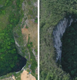 Os buracos gigantes da província de Guangxi, no sul da China, são agora atrações turísticas  Foto: Xiqing Wang/ BBC / BBC News Brasil