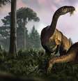 Ilustração artística de um sauropodomorfo, um dinossauro herbívoro  Foto: Marcin Ambrozi/Handout via REUTERS / BBC News Brasil