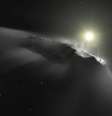 Ilustração de "'Oumuamua": objeto descoberto atravessando o Sistema Solar em 2017 foi o primeiro de uma nova categoria. Agora, astrônomos já encontraram dezenas deles, que podem ser chave para melhorar nossa compreensão sobre o Universo ESA/Hubble, NASA, ESO, M. Kornmesser  Foto: The Conversation