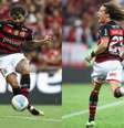 Marcelo Cortes/ Flamengo Gilvan de Souza/ CRF - Legenda: Gabigol e David Luiz foram titulares na final da Libertadores 2022  Foto: Jogada10