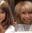 Helen Worth quando começou a interpretar Gail, em 1974, e na recente cena de despedida de sua personagem, após meio século  Foto: Reprodução/ITV