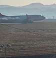 Fumaça preta sai de avião da Jeju Air durante o voo 7C2216, enquanto avião sai da pista de pouso antes de bater em muro no Aeroporto de Muan, Coreia do Sul, em imagem obtida de vídeo.  Foto: Lee Geun-young/via REUTERS