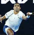 O brasileiro Thiago Monteiro em ação durante sua partida da primeira rodada contra o japonês Kei Nishikori   Foto: REUTERS/Kim Kyung-Hoon
