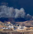 Incêndios florestais voltam a atingir Los Angeles nesta quarta-feira, 22, na região de Castaic  Foto: Getty Images