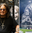 None  Foto: Ozzy Osbourne e mosaico da torcida do Aston Villa ( Scott Dudelson/Getty Images e Reprodução) / Rolling Stone Brasil