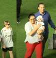 Apresentação na Vila Belmiro reúne os três filhos de Neymar, em público, pela primeira vez  Foto: Reprodução/Santos TV