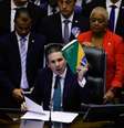 Hugo Motta ao ser eleito presidente da Câmara  Foto: Wilton Junior/Estadão / Estadão