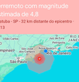 Na página do Google, mapa indicava Ubatuba como epicentro do tremor   Foto:  Reprodução/Rede Social