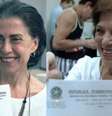 Eunice Paiva (à dir.) com certidão de óbito do marido, Rubens Paiva; advogada foi interpretada por Fernanda Torres (à esq.) em 'Ainda Estou Aqui'  Foto: Reprodução / BBC News Brasil