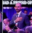 Trump chama Eduardo Bolsonaro de "amigo" durante discurso em conferência conservadora em Washington  Foto: SAMUEL CORUM/POOL/EPA-EFE/REX/Shutterstock & Reuters / BBC News Brasil