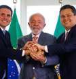 O presidente da Câmara, Hugo Motta, o presidente da República Luiz Inácio Lula da Silva e o presidente do Senado, Davi Alcolumbre  Foto: Wilton Junior/Estadão / Estadão