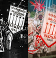 À esquerda, uma rara imagem do primeiro campeonato do Salgueiro, em 1960. À direita, o jornalista e salgueirense Daiv Santos, no carnaval de 2022, com uma fantasia que relembrava o emblemático desfile em homenagem ao “Quilombo dos Palmares”.   Foto: Acervo pessoal