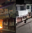 Montagem mostra uma barricada na entrada da Vila do João e blindado do Bope visto na Maré  Foto: Reprodução/X