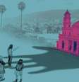 Ilustração de vítimas em frente à Igreja de Envigado  Foto: BBC Mundo / BBC News Brasil