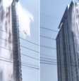 Água transborda de piscina de arranha-céu durante terremoto  Foto: Reprodução/X @shanghaidaily