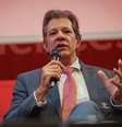 Ministro da Fazenda Fernando Haddad em conferência na Europa.  Foto: Divulgação/Ministério da Fazenda 
