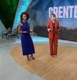 Maju Coutinho e Poliana Abrita ao anunciar exibição de matéria especial sobre a expansão das igrejas evangélicas de bairro  Foto: Reprodução/TV