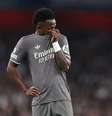 Vinícius Júnior em partida do Real Madrid contra o Arsenal  Foto: Getty Images/Catherine Ivill - AMA 