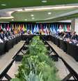 O Ministro das Relações Exteriores de Honduras, Eduardo Enrique Reina (C), preside a Reunião Ministerial da Comunidade de Estados Latino-Americanos e Caribenhos (CELAC), no Banco Central de Honduras (BCH) em Tegucigalpa, em 8 de abril de 2025, na véspera da IX Cúpula da CELAC.  Foto: AFP - ORLANDO SIERRA / RFI