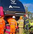Acidente entre ônibus e carro deixou três mortos e um bebê em estado grave em MG  Foto: Divulgação/Corpo de Bombeiros de MG