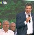Haddad em evento ao lado do presidente Lula na região da Serra das Araras, na altura de Paracambi (RJ).  Foto: Reprodução/Gov.BR