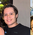 Lucas Cardi Rangel em uma foto atual e outra antiga ao lado da mãe e da ex-namorada  Foto: Reprodução/Instagran