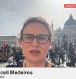 Mirticeli Medeiros na cobertura da morte do papa Francisco no Vaticano  Foto: Reprodução/TV