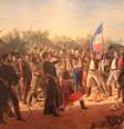 Óleo sobre tela "El Juramento de los treinta y tres Orientales" (1877), de Juan Manuel Blanes, celebra os fundadores do Uruguai  Foto: Governo do Uruguai, reprodução / BBC News Brasil