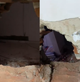 Os suspeitos entraram por meio de um buraco feito na parede do imóvel ao lado da lotérica  Foto: Reprodução