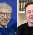Os empresários bilionários Bill Gates (à esq.), um dos fundadores da Microsoft; e Elon Musk, presidente da Tesla e da SpaceX e diretor de tecnologia do Twitter  Foto: Wikipédia/Wikipédia