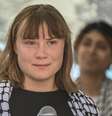 Greta Thunberg falando na coletiva de imprensa. Greta faz parte da tripulação do navio Madleen, que se dirigiu a Gaza para entregar ajuda humanitária em 1º de junho de 2025, em Catânia, Itália.  Foto: Fabrizio Villa/Getty Images
