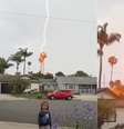 Raio caiu no quintal de uma casa a poucos metros de onde a menina estava  Foto: Reprodução/The Weather Channel/Youtube