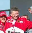 Schumacher junto com Ross Brawn nos tempos de Ferrari  Foto: Getty Images