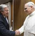 Leão XIV recebeu Guterres na manhã desta quarta no Vaticano  Foto: ANSA / Ansa - Brasil