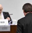 O ex-presidente Jair Bolsonaro, durante depoimento ao juiz Alexandre de Moraes no Supremo Tribunal Federal.  Foto: AFP - EVARISTO SA / RFI