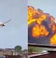 Imagem retirada de um vídeo mostrando a queda do avião da Air India, em 12 de junho de 2025, na Índia.  Foto: © RFI / RFI