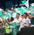 Torcedores do Palmeiras no MetLife Stadium, em Nova Jérsei, em jogo contra o Porto  Foto: Selcuk Acar/Anadolu via Getty Images