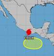 Furacão Erick de categoria 3 atinge o México com ventos de mais de 200 km/h  Foto: Reprodução/NHC