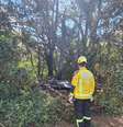 Imagem mostra local em que caiu parte do balão que pegou fogo em Praia Grande (SC)  Foto: Divulgação/Corpo de Bombeiros de SC / Divulgação/Corpo de Bombeiros de SC