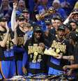 Jogadores do Oklahoma City Thunder comemoram título da NBA  Foto:  Justin Ford / Getty Images