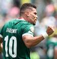 Paulinho, do Palmeiras, comemora gol contra o Botafogo  Foto: Cesar Greco/Palmeiras