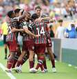 Jogadores do Fluminense comemoram gol contra o Al-Hilal   Foto: LUCAS MERÇON/FLUMINENSE F.C.