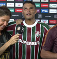 Bárbara Coelho chora em entrevistar o Thiago Silva  Foto: Reprodução/Cazé TV