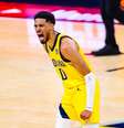 Tyrese Haliburton celebra ponto em partida da NBA  Foto: Pacers via Instagram / Estadão