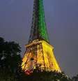 A Torre Eiffel foi iluminada com as cores do Brasil durante a visita de Estado do presidente Lula na capital francesa. 5 de junho de 2025  Foto: © RFI/Andréia Delassus / RFI