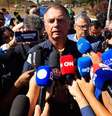O ex-presidente Jair Bolsonaro em entrevista coletiva logo após ter colocado a tornozeleira eletrônica a mando do ministro do STF Alexandre de Moraes  Foto: Estadão
